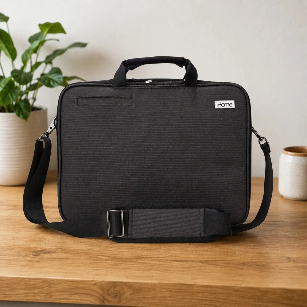 iHome Laptop‎ Messenger Bag Unisex Black Tech Briefcase Padded Shoulder Strap